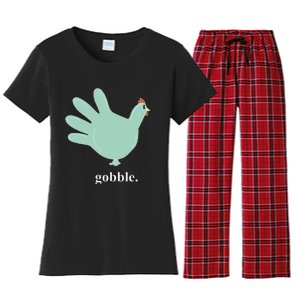 Turkey Glove Gobble Thanksgiving Thankful Nurse Women's Flannel Pajama Set