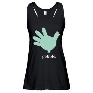 Turkey Glove Gobble Thanksgiving Thankful Nurse Ladies Essential Flowy Tank