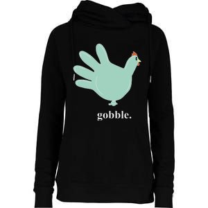 Turkey Glove Gobble Thanksgiving Thankful Nurse Womens Funnel Neck Pullover Hood