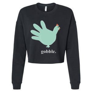 Turkey Glove Gobble Thanksgiving Thankful Nurse Cropped Pullover Crew