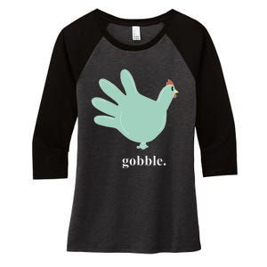 Turkey Glove Gobble Thanksgiving Thankful Nurse Women's Tri-Blend 3/4-Sleeve Raglan Shirt