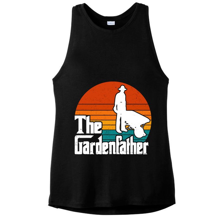 The Gardenfather Gardening Dad Gift Retro Ladies PosiCharge Tri-Blend Wicking Tank