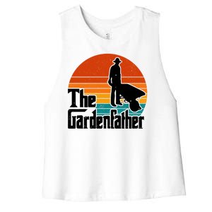 The Gardenfather Gardening Dad Gift Retro Women's Racerback Cropped Tank