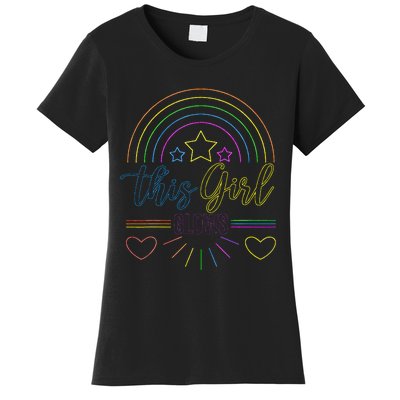 This Girl Glows Girl Woman Tie Dye 80s Party Team Women's T-Shirt