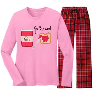 The Gospel Go Spread It Women's Long Sleeve Flannel Pajama Set 