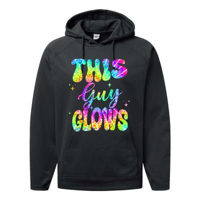 This Guy Glows Boy Birthday Party 80s Disco Theme Performance Fleece Hoodie