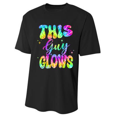 This Guy Glows Boy Birthday Party 80s Disco Theme Performance Sprint T-Shirt