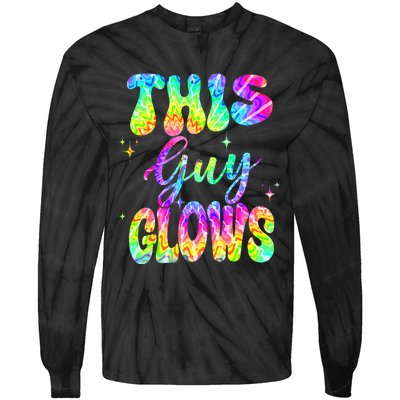 This Guy Glows Boy Birthday Party 80s Disco Theme Tie-Dye Long Sleeve Shirt