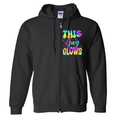 This Guy Glows Boy Birthday Party 80s Disco Theme Full Zip Hoodie