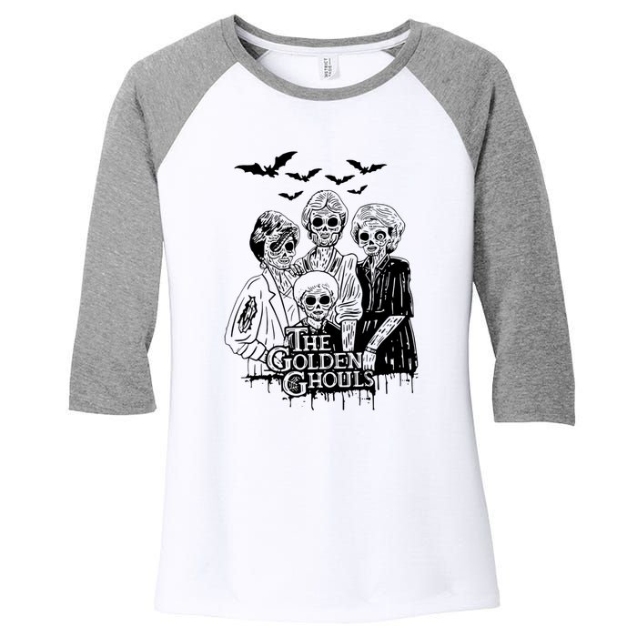 The Golden Ghouls Skeleton Bat Halloween Costumes Women's Tri-Blend 3/4-Sleeve Raglan Shirt