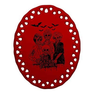 The Golden Ghouls Skeleton Bat Halloween Costumes Ceramic Oval Ornament