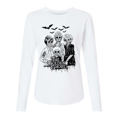 The Golden Ghouls Skeleton Bat Halloween Costumes Womens Cotton Relaxed Long Sleeve T-Shirt