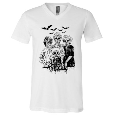 The Golden Ghouls Skeleton Bat Halloween Costumes V-Neck T-Shirt