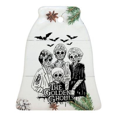 The Golden Ghouls Skeleton Bat Halloween Costumes Ceramic Bell Ornament