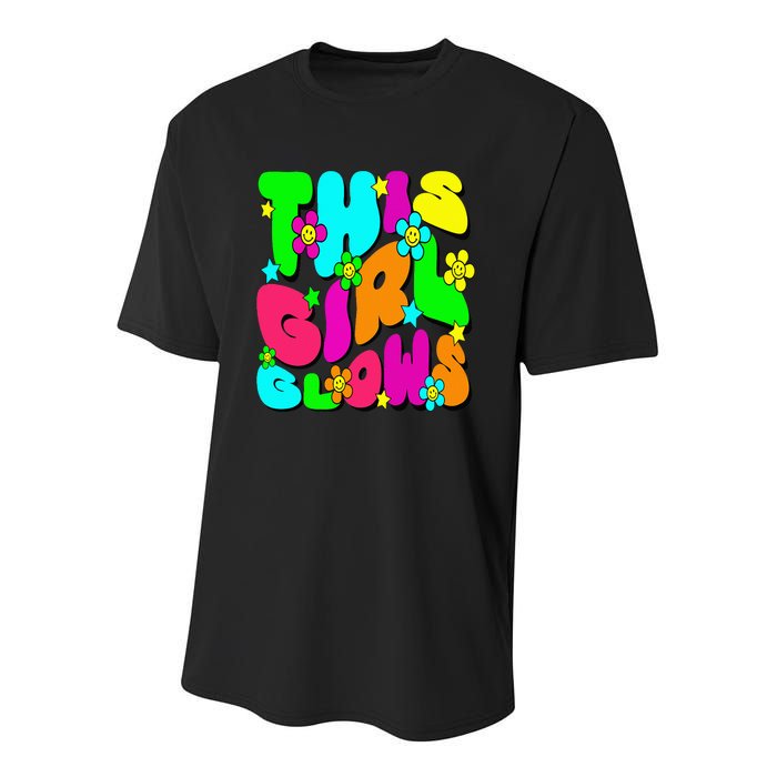 This Girl Glows For Bright Colors 80S And 90S Youth Performance Sprint T-Shirt