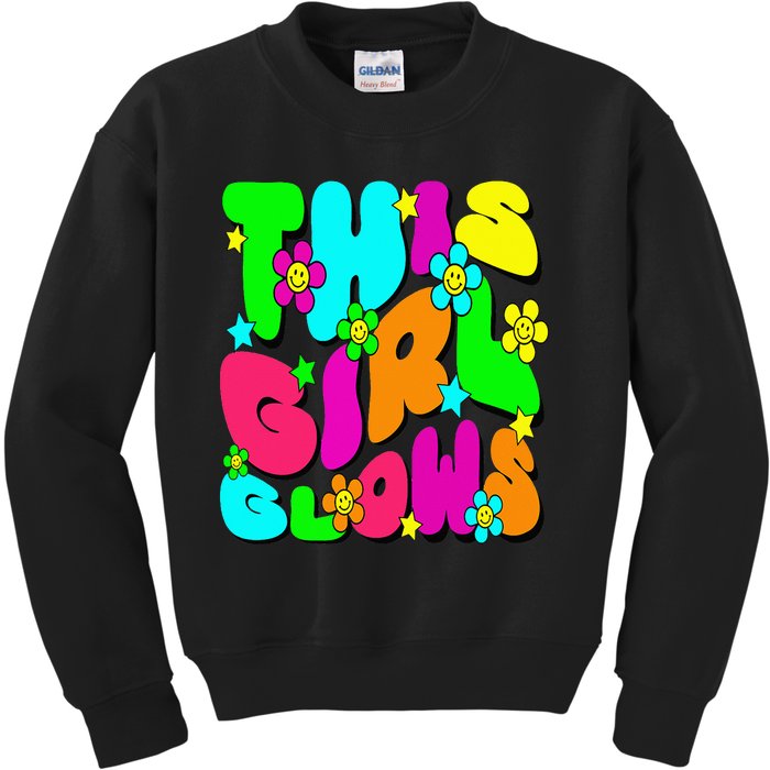 This Girl Glows For Bright Colors 80S And 90S Kids Sweatshirt