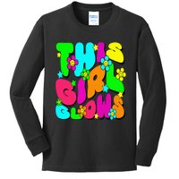 This Girl Glows For Bright Colors 80S And 90S Kids Long Sleeve Shirt