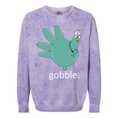 Turkey Gobble Glove Thanksgivin Nurse Medical Thankful Nurse Gift Colorblast Crewneck Sweatshirt