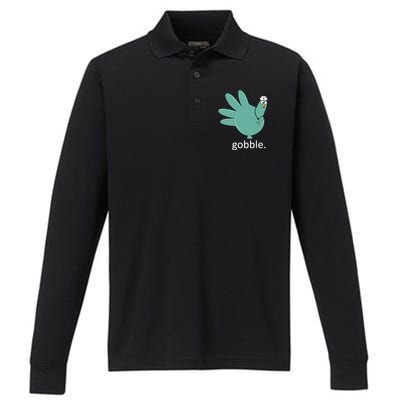 Turkey Gobble Glove Thanksgivin Nurse Medical Thankful Nurse Gift Performance Long Sleeve Polo