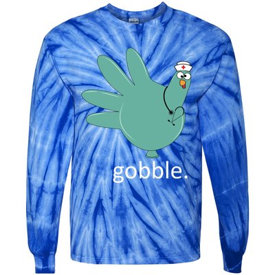 Turkey Gobble Glove Thanksgivin Nurse Medical Thankful Nurse Gift Tie-Dye Long Sleeve Shirt