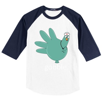 Turkey Gobble Glove Thanksgivin Nurse Medical Thankful Nurse Gift Baseball Sleeve Shirt