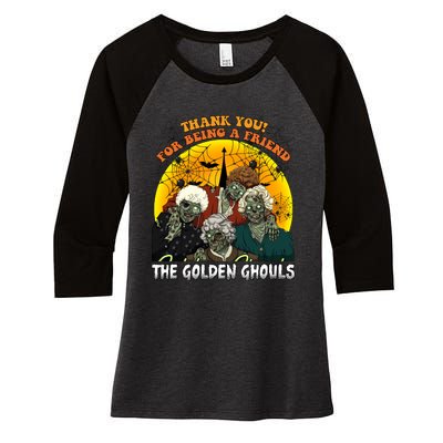 The Golden Ghouls Vintage Halloween Spooky Golden Women's Tri-Blend 3/4-Sleeve Raglan Shirt