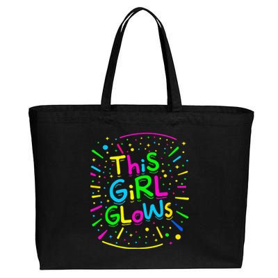 This Girl Glows Tie Dye Bright Colors 80s And 90s Cotton Canvas Jumbo Tote