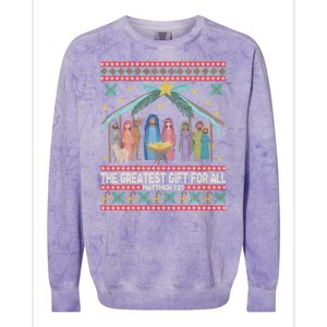 The Greatest Gift For All Nativity Christian Christmas Ugly Colorblast Crewneck Sweatshirt