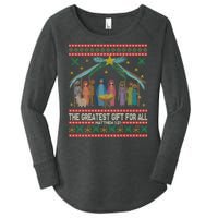 The Greatest Gift For All Nativity Christian Christmas Ugly Women's Perfect Tri Tunic Long Sleeve Shirt