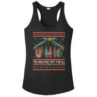 The Greatest Gift For All Nativity Christian Christmas Ugly Ladies PosiCharge Competitor Racerback Tank