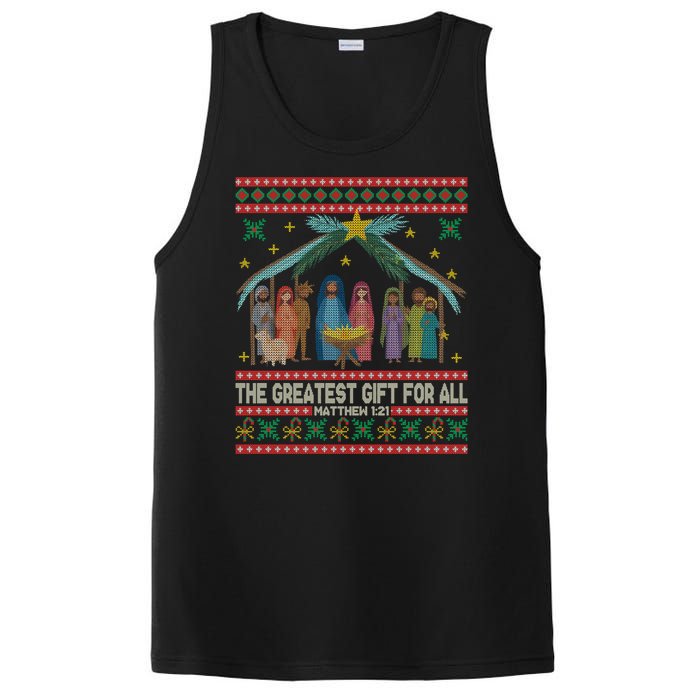 The Greatest Gift For All Nativity Christian Christmas Ugly PosiCharge Competitor Tank