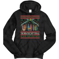 The Greatest Gift For All Nativity Christian Christmas Ugly Tie Dye Hoodie