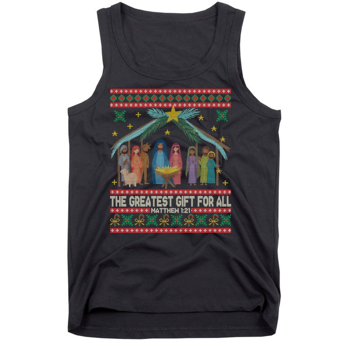 The Greatest Gift For All Nativity Christian Christmas Ugly Tank Top