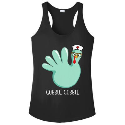 Turkey Glove Gobble Thanksgiving Fall Thankful Nurse Medical Ladies PosiCharge Competitor Racerback Tank