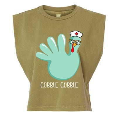 Turkey Glove Gobble Thanksgiving Fall Thankful Nurse Medical Garment-Dyed Women's Muscle Tee