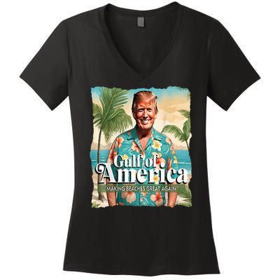 Trump Graphic Gulf Of Us America Trump Merchandise Women's V-Neck T-Shirt
