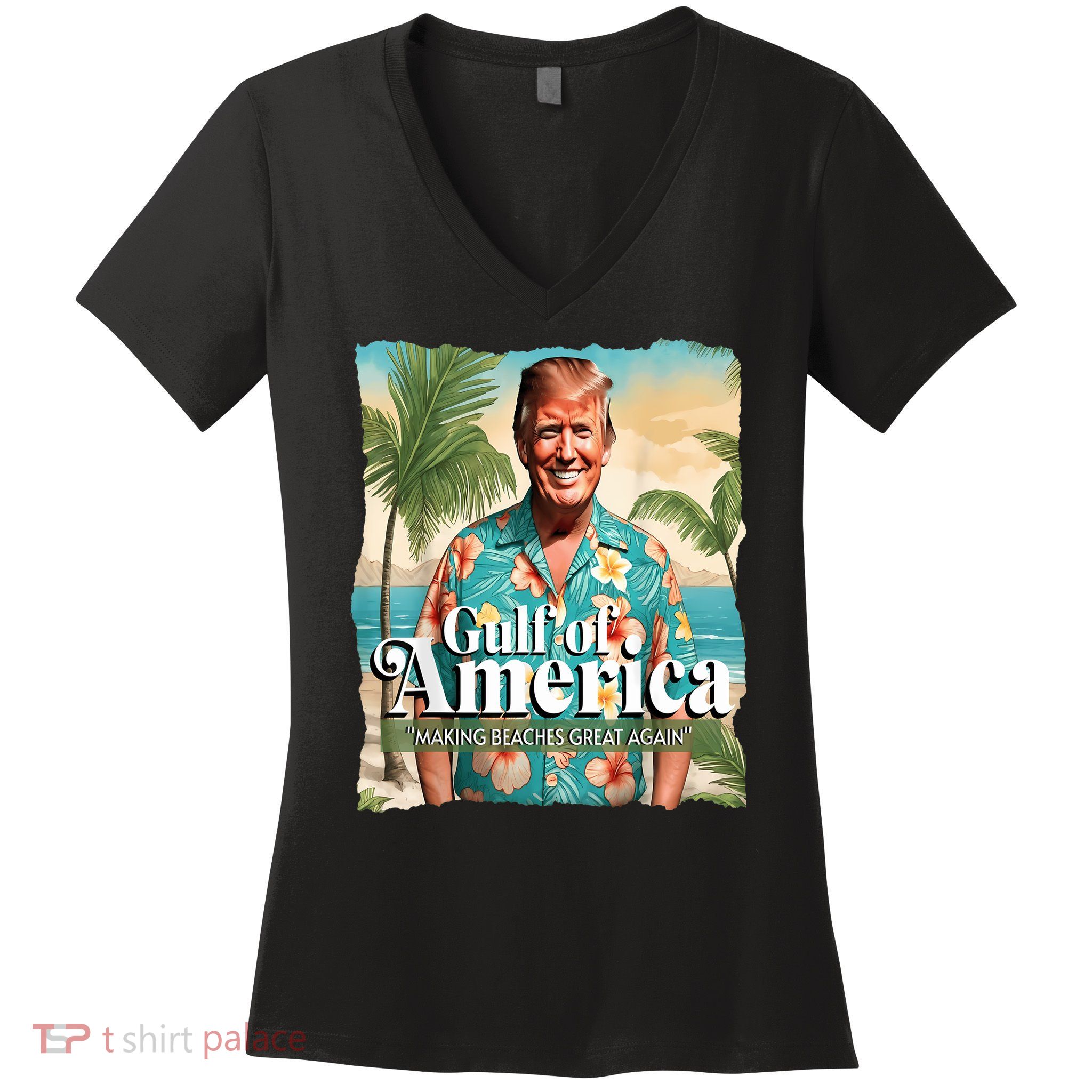 Trump Graphic Gulf Of Us America Trump Merchandise Women's V-Neck T-Shirt