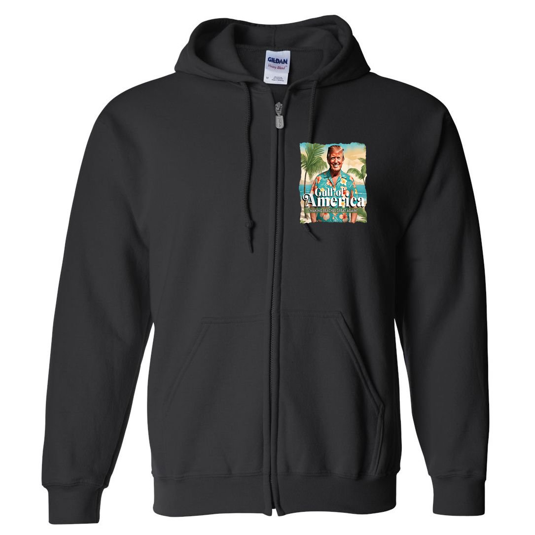 Trump Graphic Gulf Of Us America Trump Merchandise Full Zip Hoodie