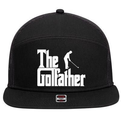 The Golfather (Golf Father) Gift For Dad Father's Day 7 Panel Mesh Trucker Snapback Hat