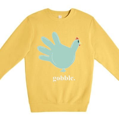 Turkey Glove Gobble Thanksgiving Thankful Nurse Premium Crewneck Sweatshirt