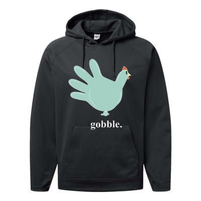 Turkey Glove Gobble Thanksgiving Thankful Nurse Performance Fleece Hoodie