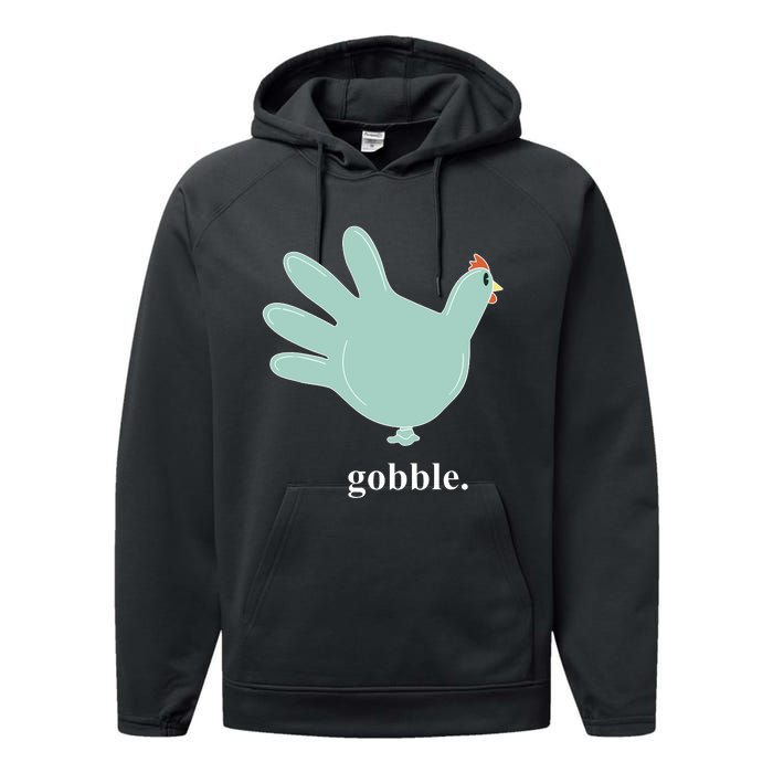 Turkey Glove Gobble Thanksgiving Thankful Nurse Performance Fleece Hoodie