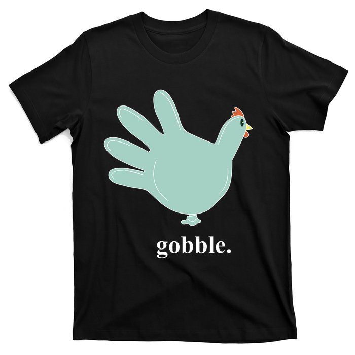 Turkey Glove Gobble Thanksgiving Thankful Nurse T-Shirt