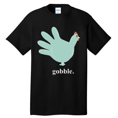 Turkey Glove Gobble Thanksgiving Thankful Nurse Tall T-Shirt