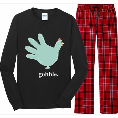 Turkey Glove Gobble Thanksgiving Thankful Nurse Long Sleeve Pajama Set