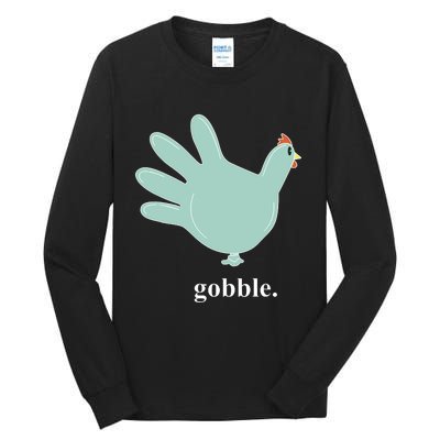 Turkey Glove Gobble Thanksgiving Thankful Nurse Tall Long Sleeve T-Shirt