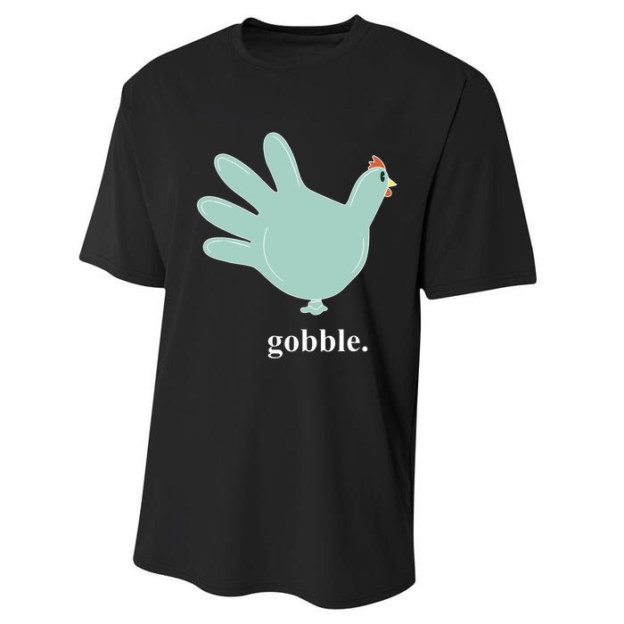 Turkey Glove Gobble Thanksgiving Thankful Nurse Performance Sprint T-Shirt