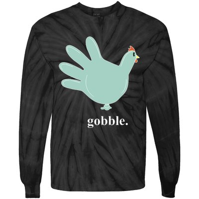 Turkey Glove Gobble Thanksgiving Thankful Nurse Tie-Dye Long Sleeve Shirt