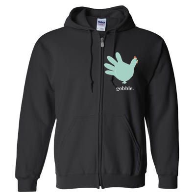 Turkey Glove Gobble Thanksgiving Thankful Nurse Full Zip Hoodie