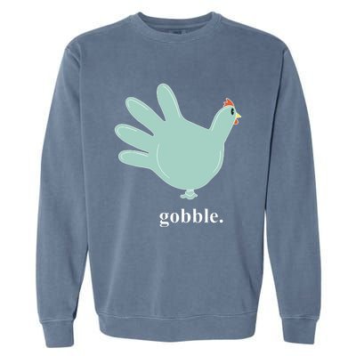 Turkey Glove Gobble Thanksgiving Thankful Nurse Garment-Dyed Sweatshirt